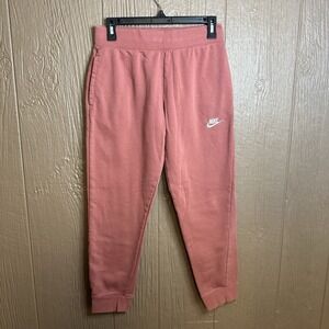 Nike Kids Fleece Joggers Sweatpants Drawstring Youth Sz L Salmon Pockets Pull On